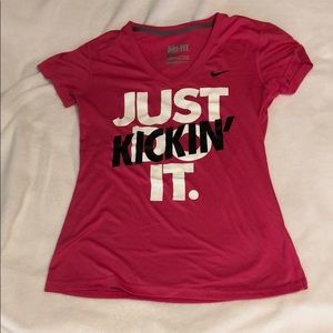 Nike Dri-fit pink v-line tee